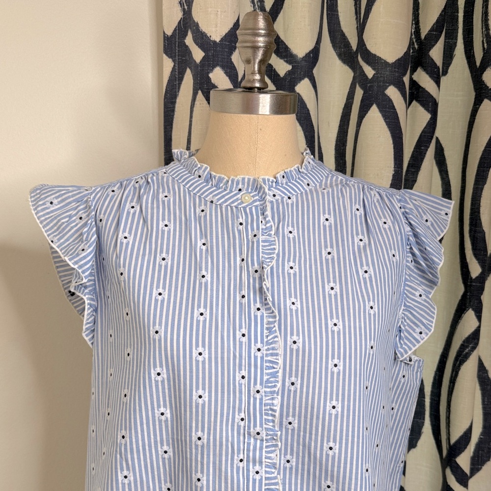 LOFT Clip Dot Daisy Ruffle Top - Picture 5 of 9